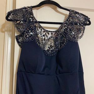 Navy blue bridesmaids or mother of the bride gown